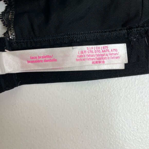 Pink Victorias Secret Black Lace Bralette Racer Halter T Back Women Size Small - Picture 11 of 16